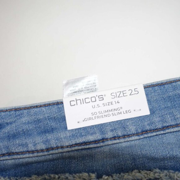 Chico's Women's So Slimming Girlfriend Slim Crop Jeans NWT Size 2.5 / 14 Stretch - Picture 10 of 10